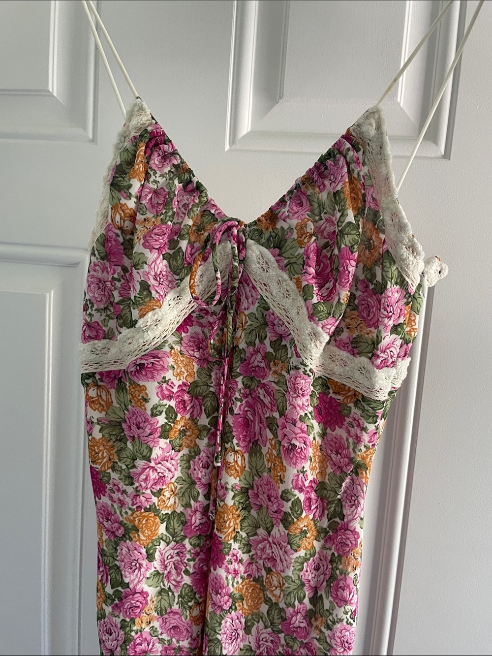 Princess Polly Floral Lace-Trim Slip Dress in Pink & Green
